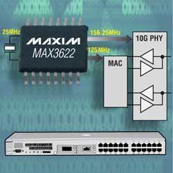MAX3622：Maxim網絡設備用超低抖動、兩路輸出時鐘發(fā)生器