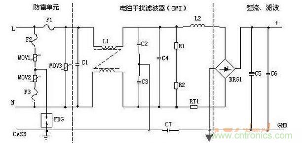 輸入濾波、整流回路原理圖