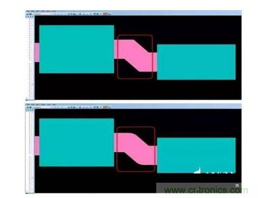 有效的PCB 設計工具會自動考慮用于繪制形狀的線型，以計算準確的線條寬度，幫助您輕松創(chuàng)建尖拐角。