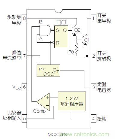 圖2：MC34063是該電路核心。