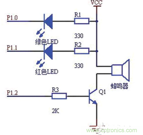 倒車?yán)走_聲光報警電路圖
