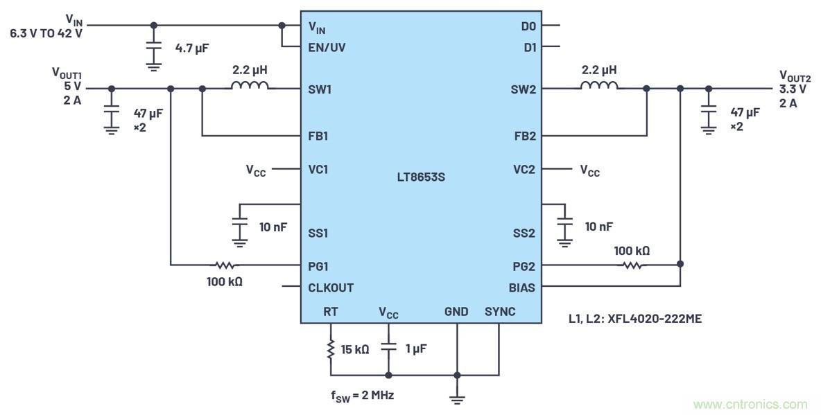具有6.2 µA靜態(tài)電流的雙通道、42 V、2 A、單片、同步降壓型Silent Switcher 2穩(wěn)壓器