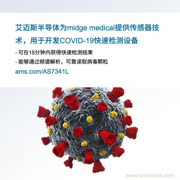 艾邁斯為midge medical提供傳感器技術(shù)，用于開發(fā)COVID-19快速檢測(cè)設(shè)備